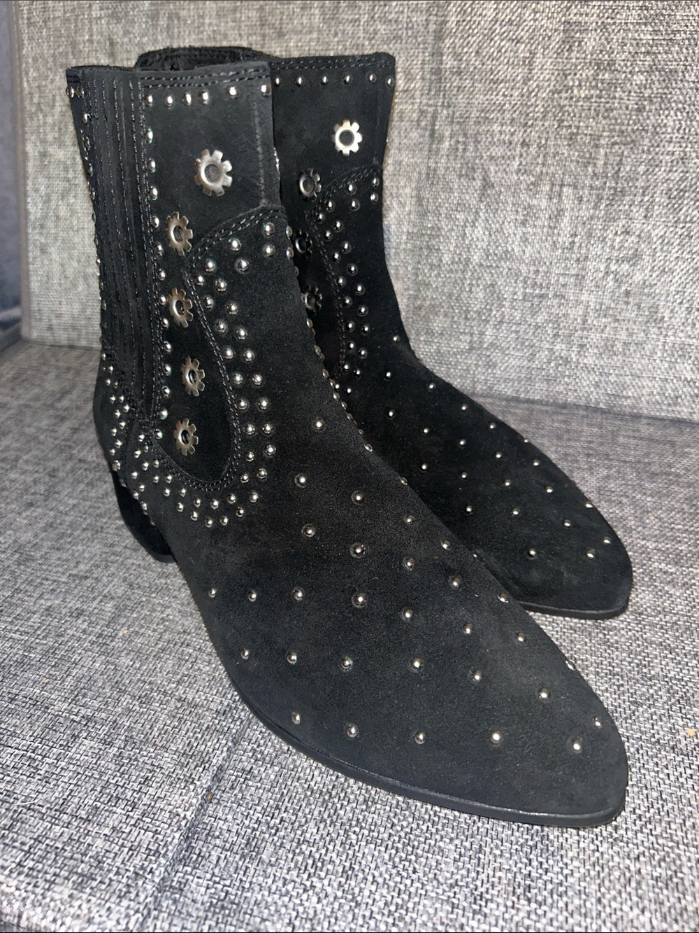 Geox Black Studded Suede Ankle Boots
